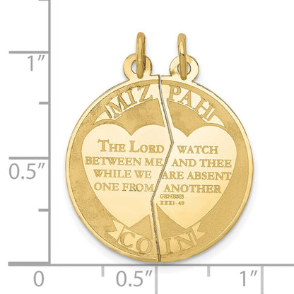 10K Yellow Gold 10K Mizpah 2-Piece Charm