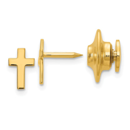 10K Yellow Gold Cross With 14K Tie Tac Post