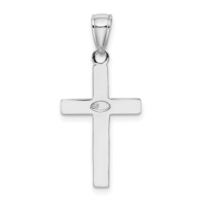 10K White Gold Polished Cross Pendant