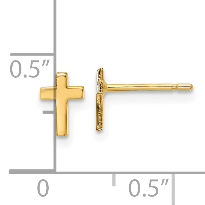 10K Yellow Gold Polished Cross Post Earrings