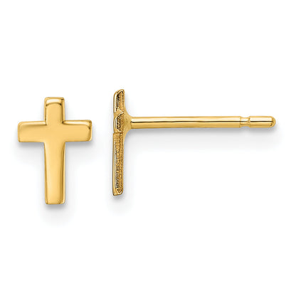 10K Yellow Gold Polished Cross Post Earrings
