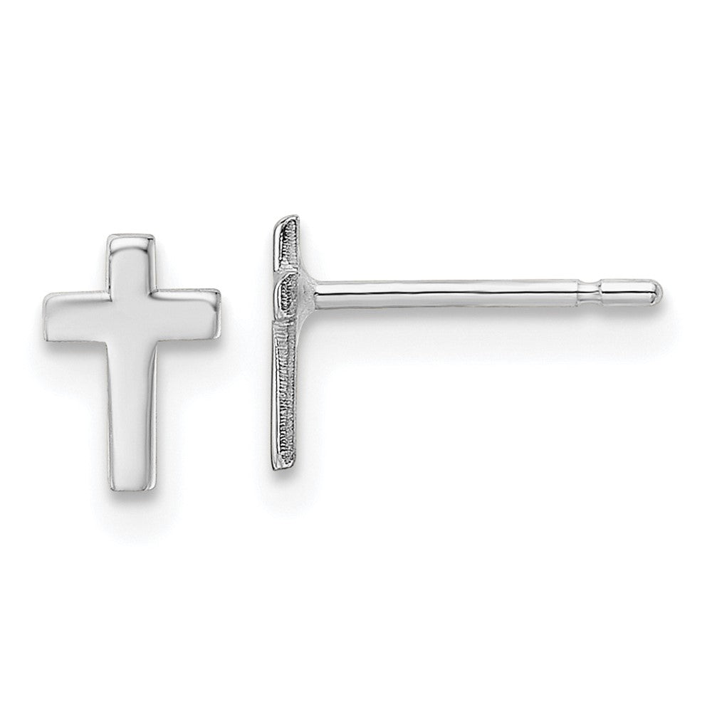 10K White Gold Polished Cross Post Earrings