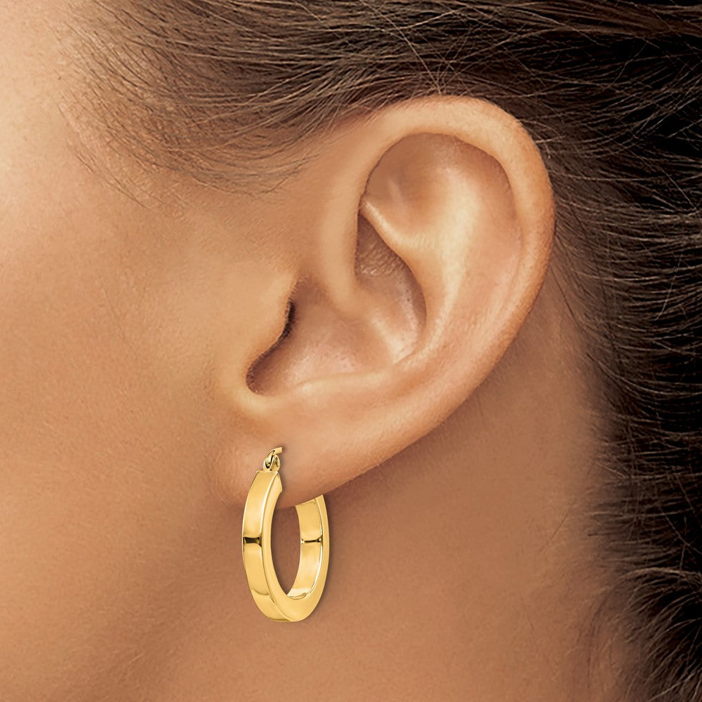 10K Yellow Gold 3mm Polished Square Hoop Earrings