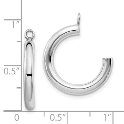 10K White Gold Polished Tube Hoop Earring Jackets