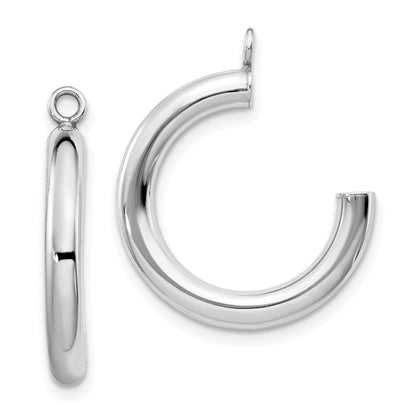 10K White Gold Polished Tube Hoop Earring Jackets