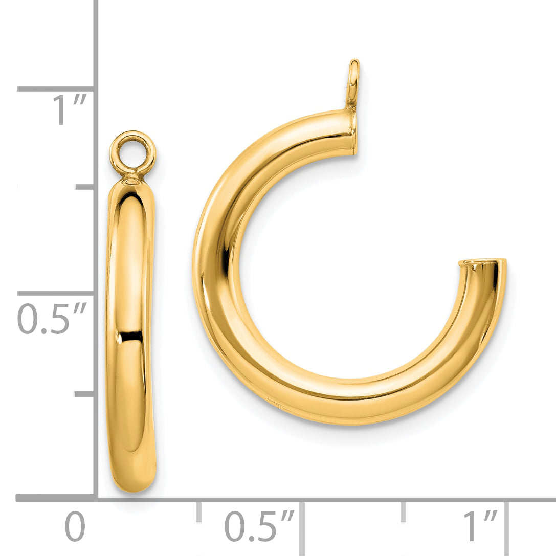 10K Yellow Gold Polished Tube Hoop Earring Jackets