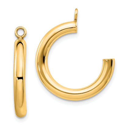 10K Yellow Gold Polished Tube Hoop Earring Jackets