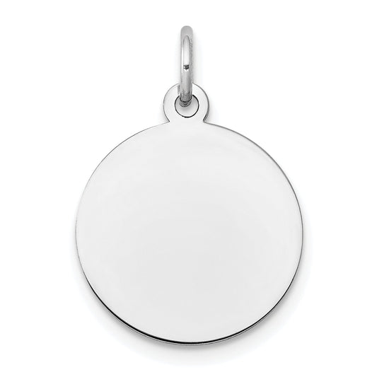 10K White Gold 10K Plain .018 Gauge Circular Engravable Disc Charm