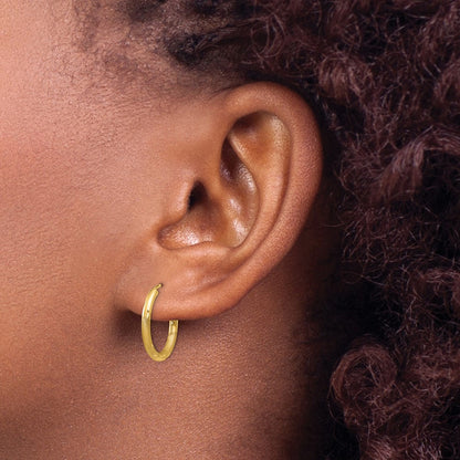 10K Yellow Gold 2mm Satin Diamond-Cut Endless Hoop Earrings