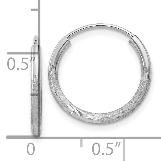 10K White Gold 1.5mm Diamond-Cut Endless Hoop Earrings