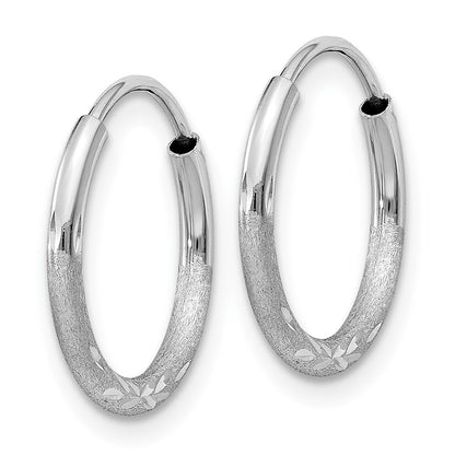 10K White Gold 1.5mm Diamond-Cut Endless Hoop Earrings