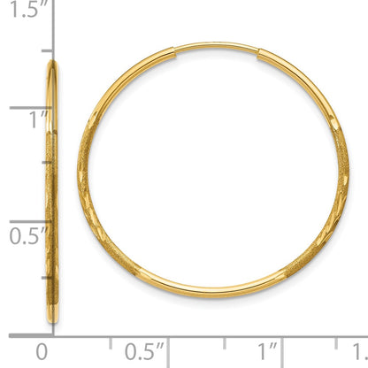 10K Yellow Gold 1.25mm Diamond-Cut Endless Hoop Earring