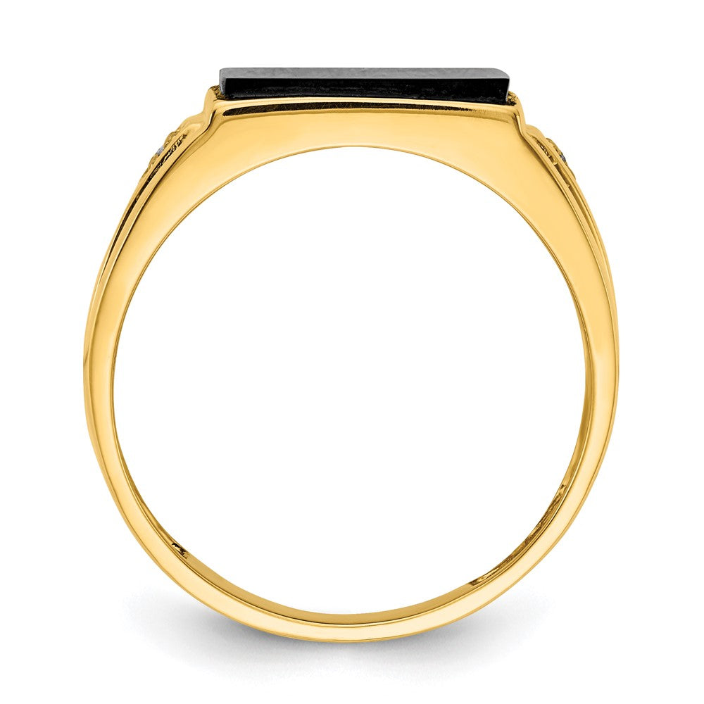 10K Yellow Gold 10K Men'S Onyx And Diamond Ring