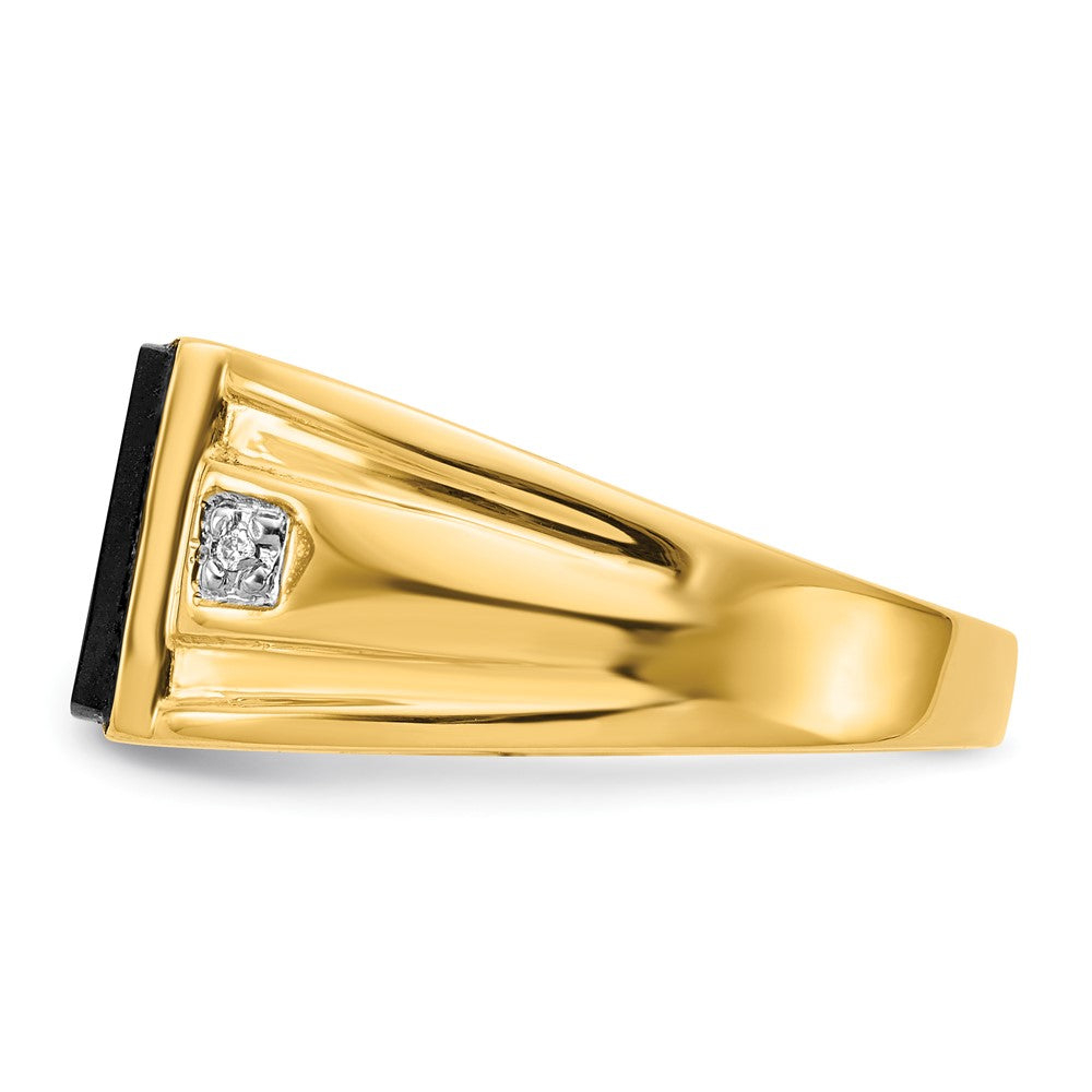 10K Yellow Gold 10K Men'S Onyx And Diamond Ring