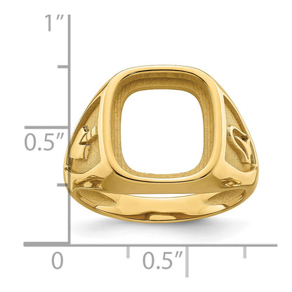 10K Yellow Gold Men'S Polished And Textured Masonic Ring Mounting