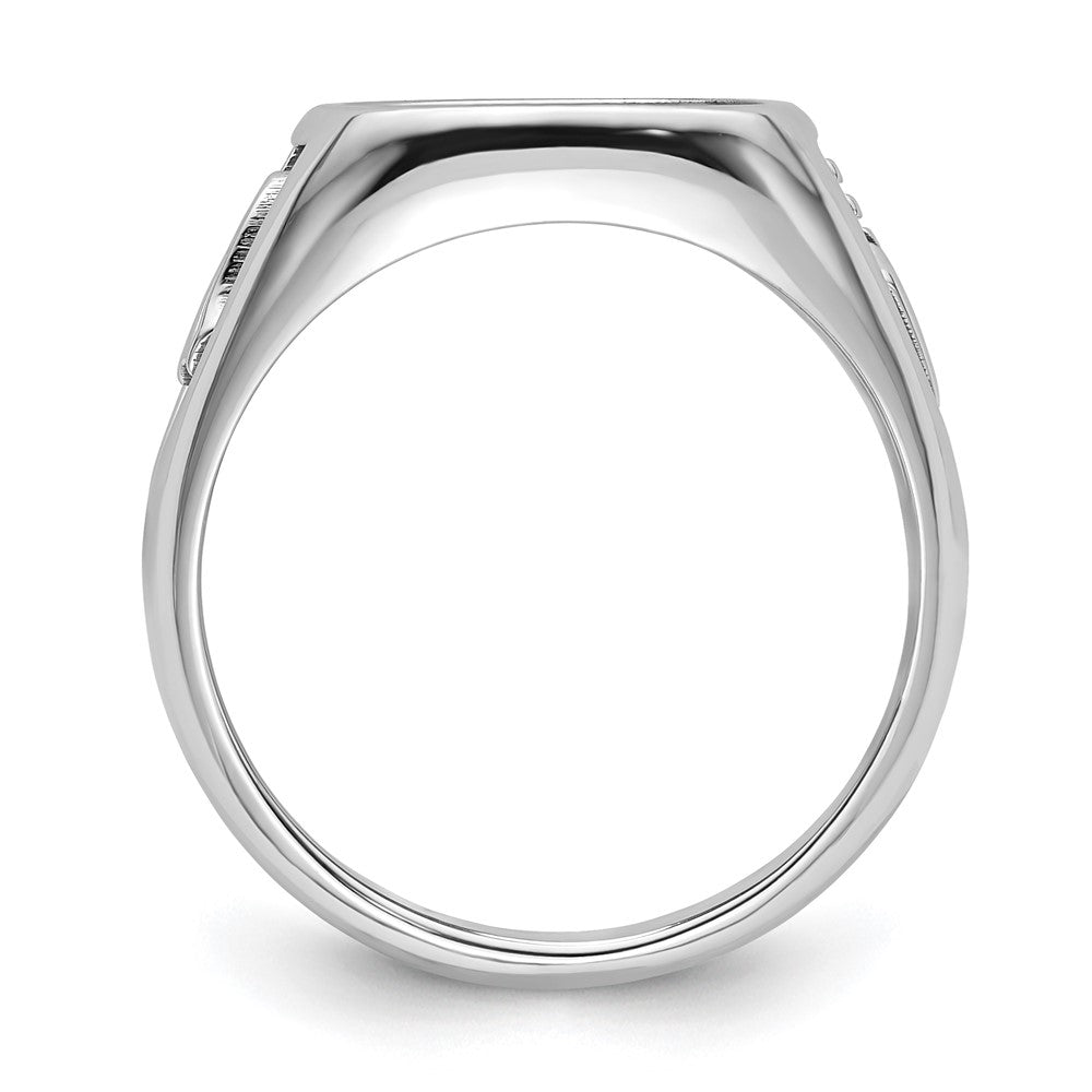 10K White Gold Men'S Polished And Textured Masonic Ring Mounting