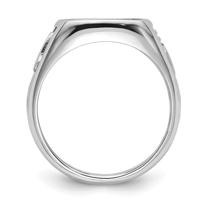10K White Gold Men'S Polished And Textured Masonic Ring Mounting