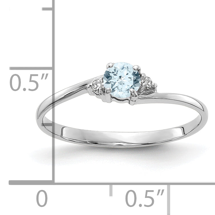 10K White Gold 10K Aquamarine And Diamond Ring