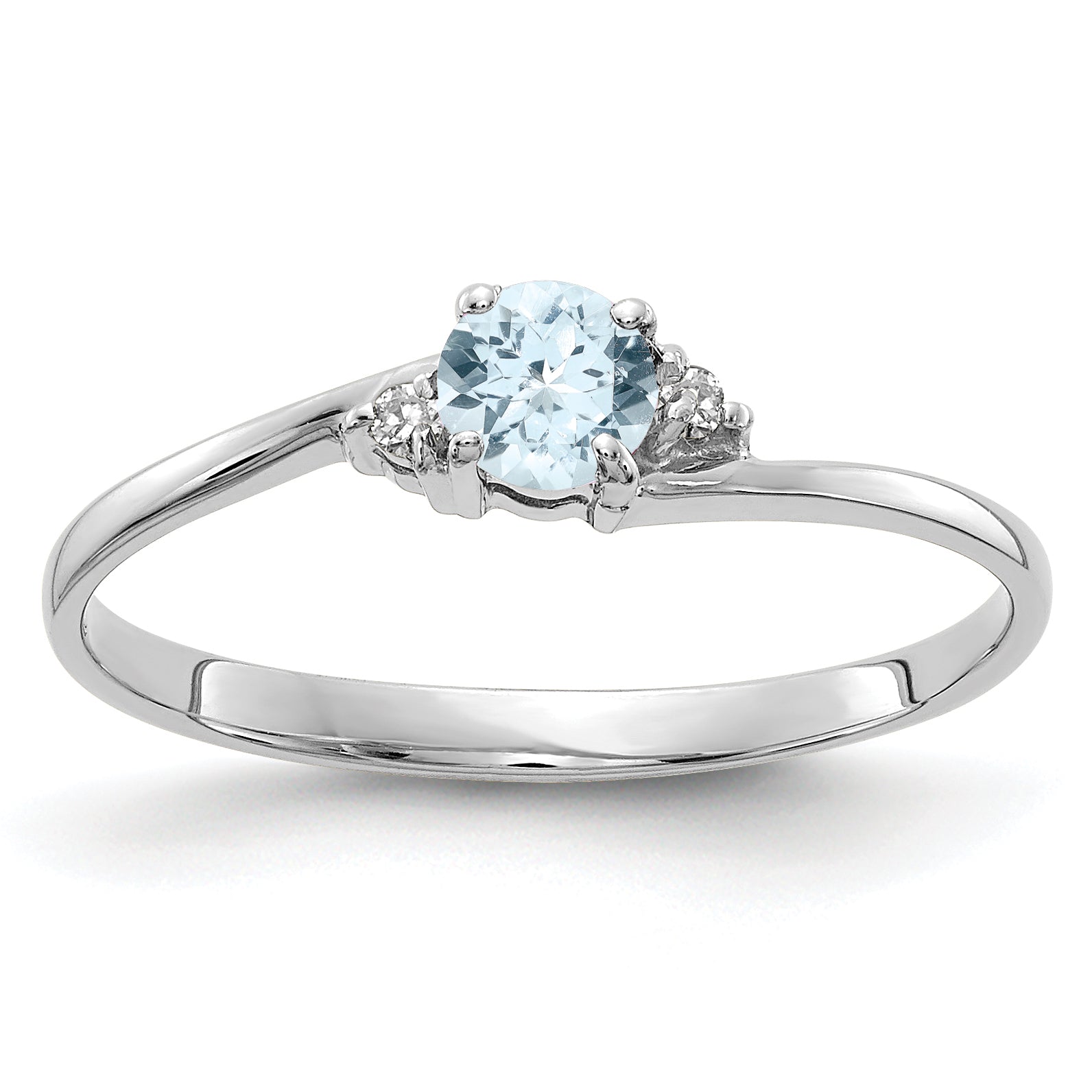 10K White Gold 10K Aquamarine And Diamond Ring
