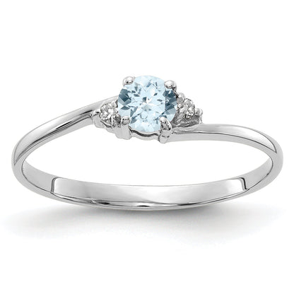 10K White Gold 10K Aquamarine And Diamond Ring