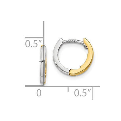 10K Two-Tone Mini 1.35mm Round Hinged Hoop Earrings