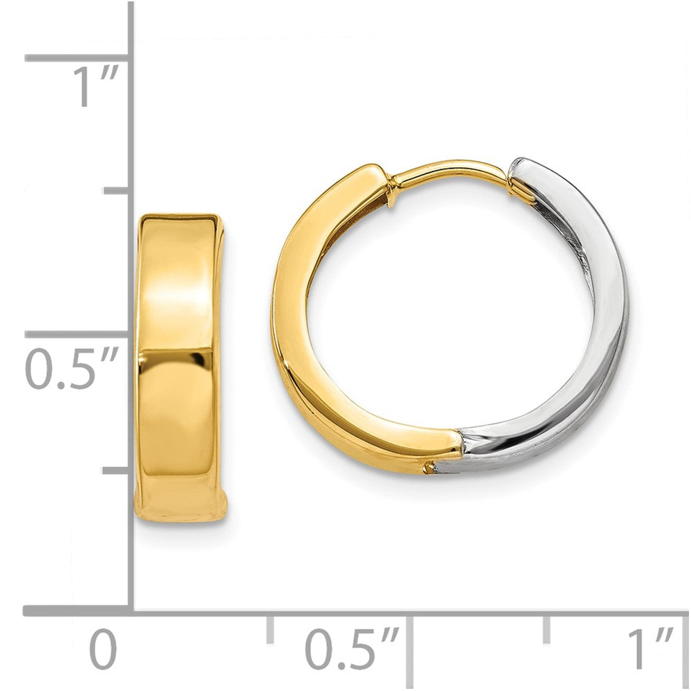 10K Two-Tone Hinged Hoop Earrings
