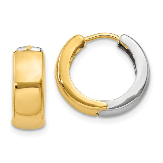 10K Two-Tone Hinged Hoop Earrings