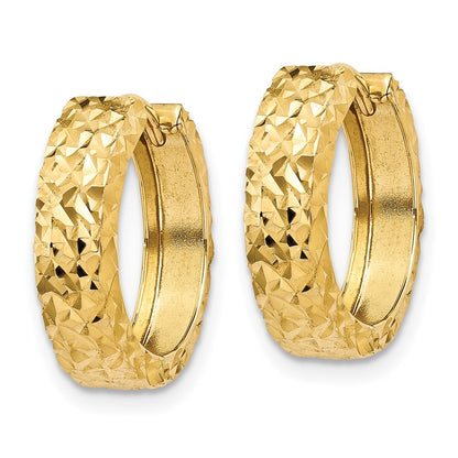 10K Yellow Gold Diamond-Cut Hinged Hoop Earrings