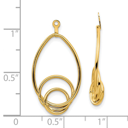 10K Yellow Gold Polished Fancy Teardrop Earring Jackets