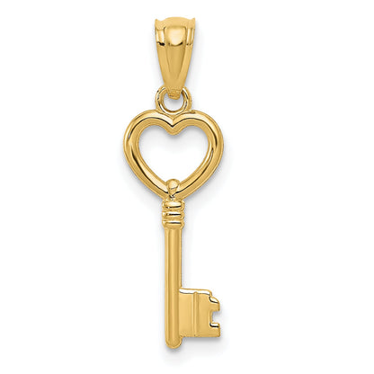 10K Yellow Gold 10K Polished Heart Key Charm
