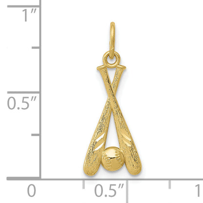 10K Yellow Gold Baseball Bats & Ball Pendant