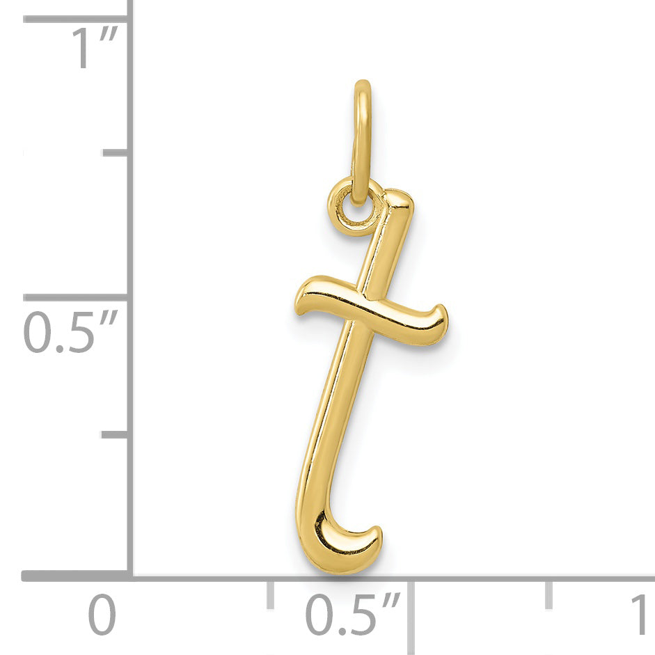 10K Yellow Gold Letter T Initial Charm