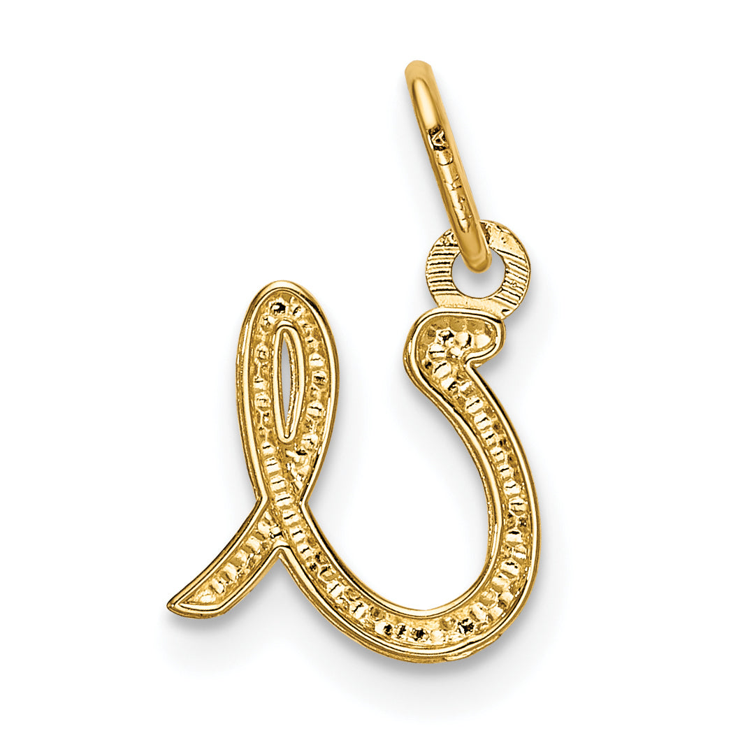 10K Yellow Gold Letter U Initial Charm