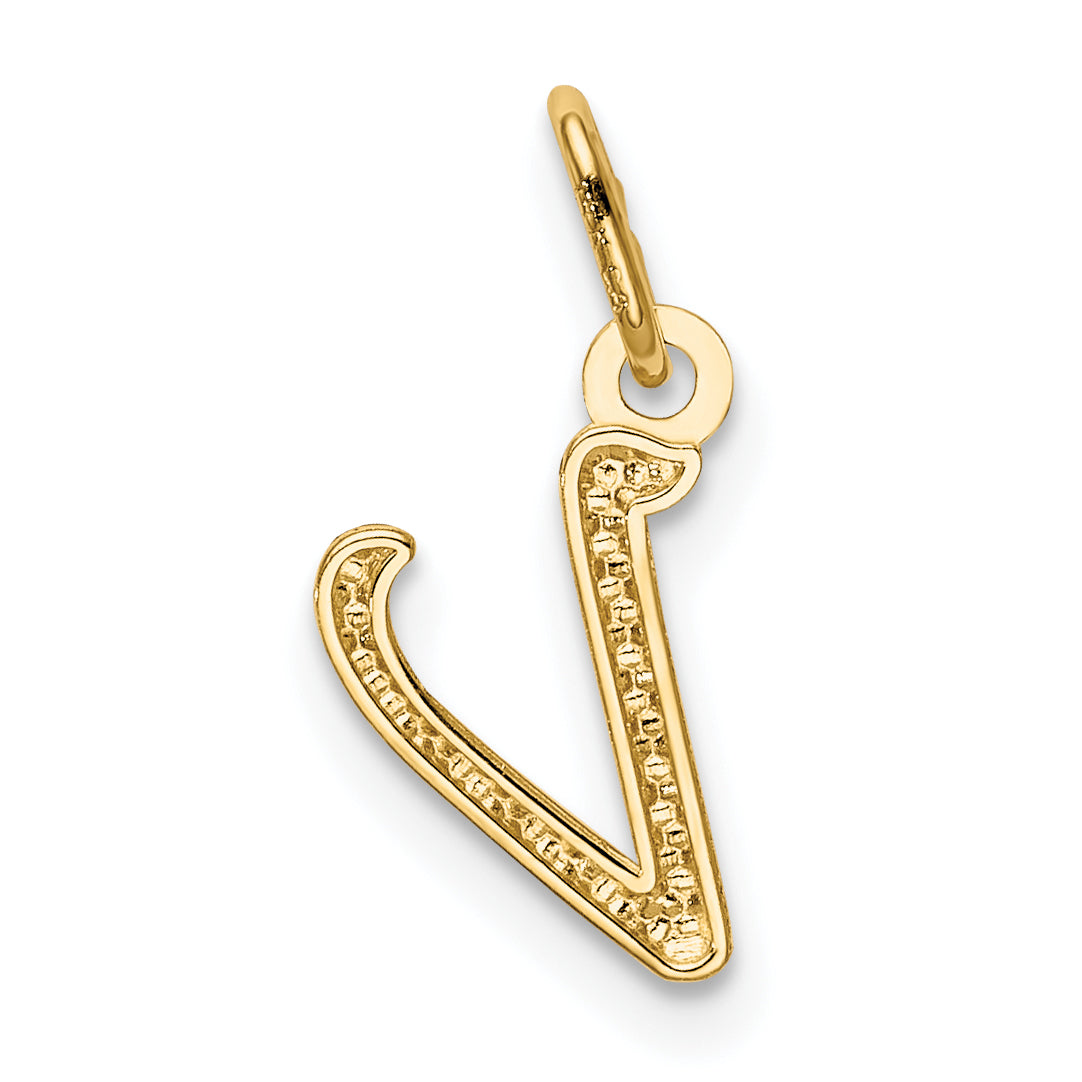 10K Yellow Gold Letter V Initial Charm