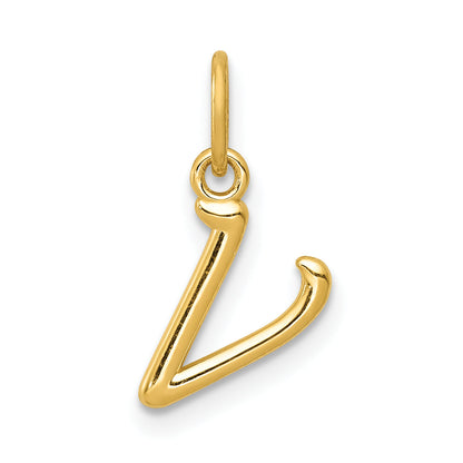 10K Yellow Gold Letter V Initial Charm