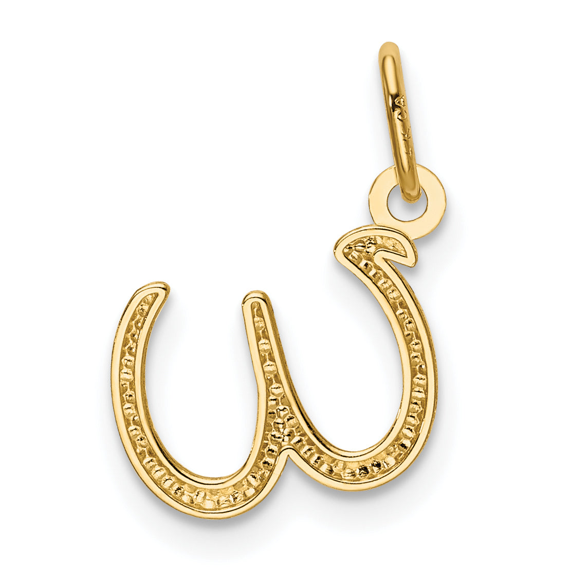 10K Yellow Gold Letter W Initial Charm