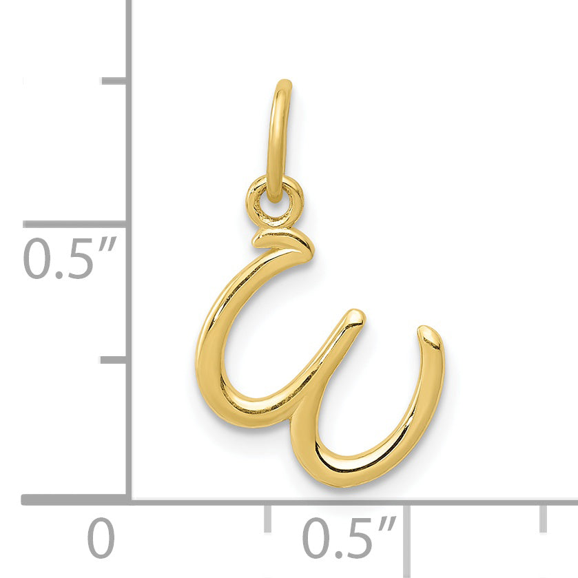10K Yellow Gold Letter W Initial Charm