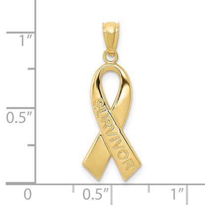 10K Yellow Gold Polished Survivor Ribbon Pendant