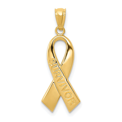 10K Yellow Gold Polished Survivor Ribbon Pendant