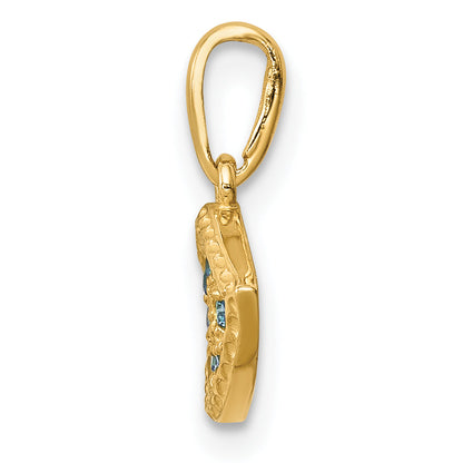 10K Yellow Gold 10K Blue Cz Eye Pendant