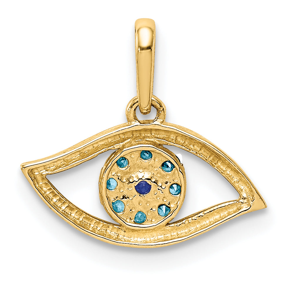 10K Yellow Gold 10K Blue Cz Eye Pendant