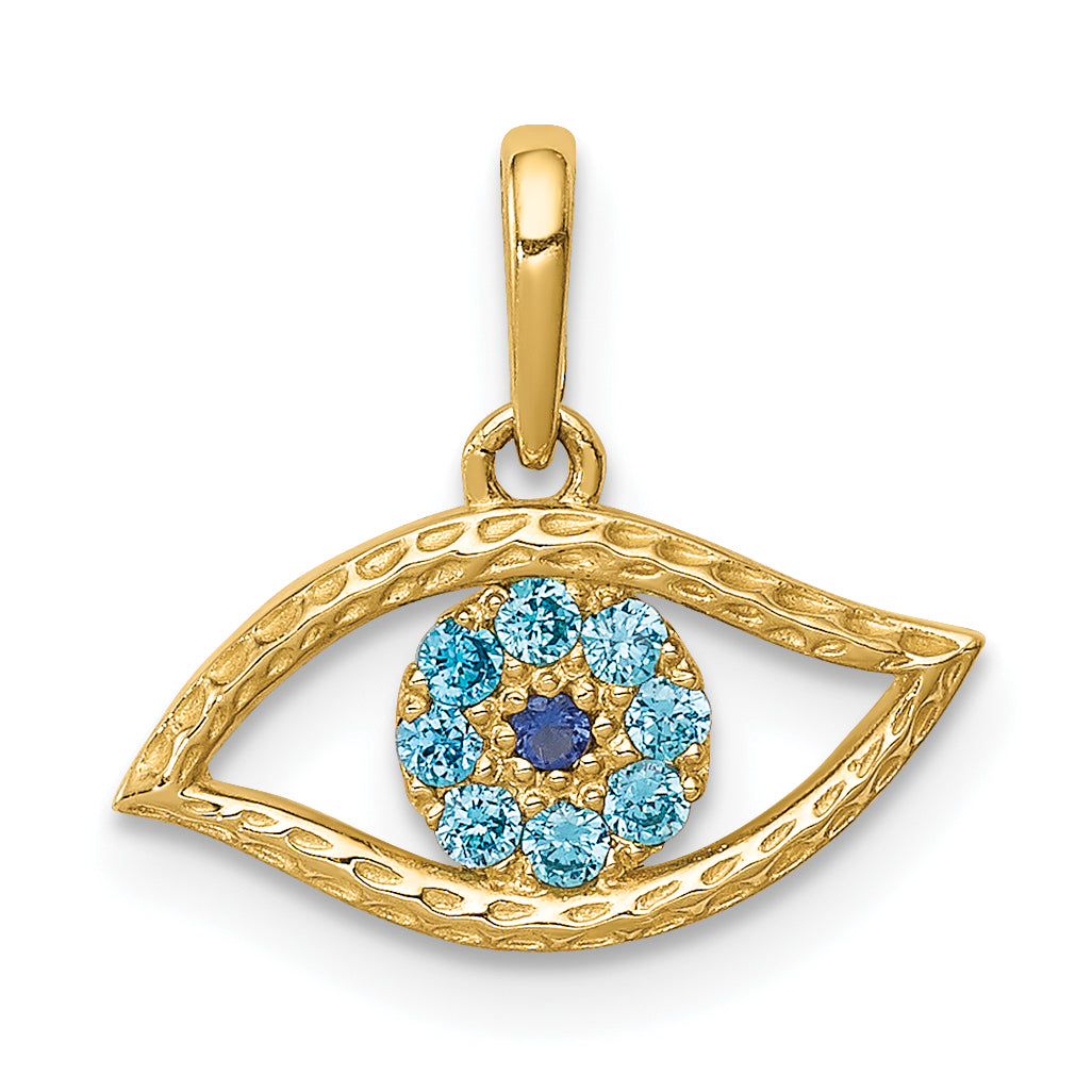 10K Yellow Gold 10K Blue Cz Eye Pendant