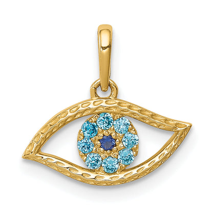 10K Yellow Gold 10K Blue Cz Eye Pendant