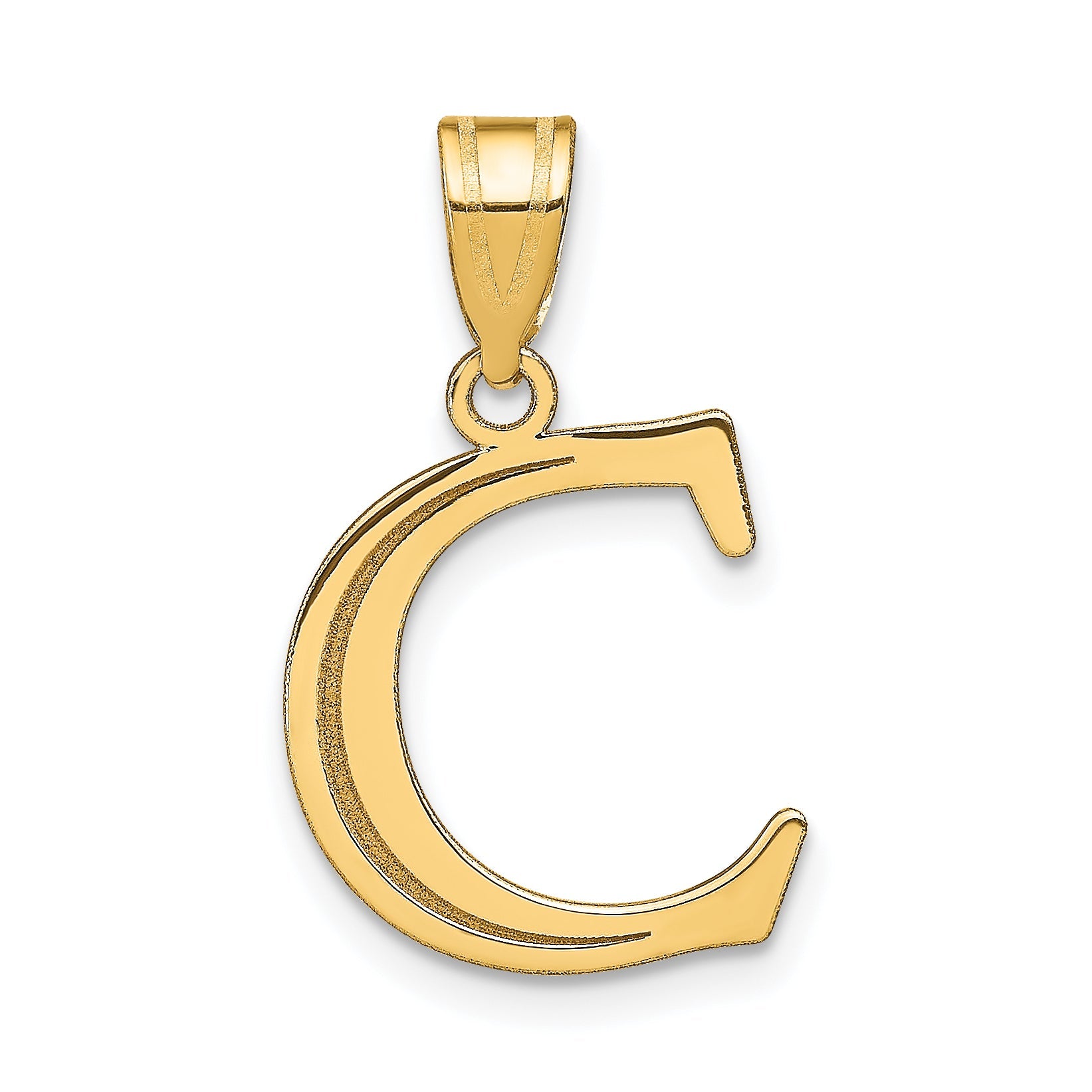 10K Yellow Gold 10K Polished Etched Letter C Initial Pendant