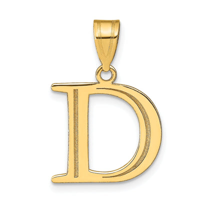 10K Yellow Gold 10K Polished Etched Letter D Initial Pendant