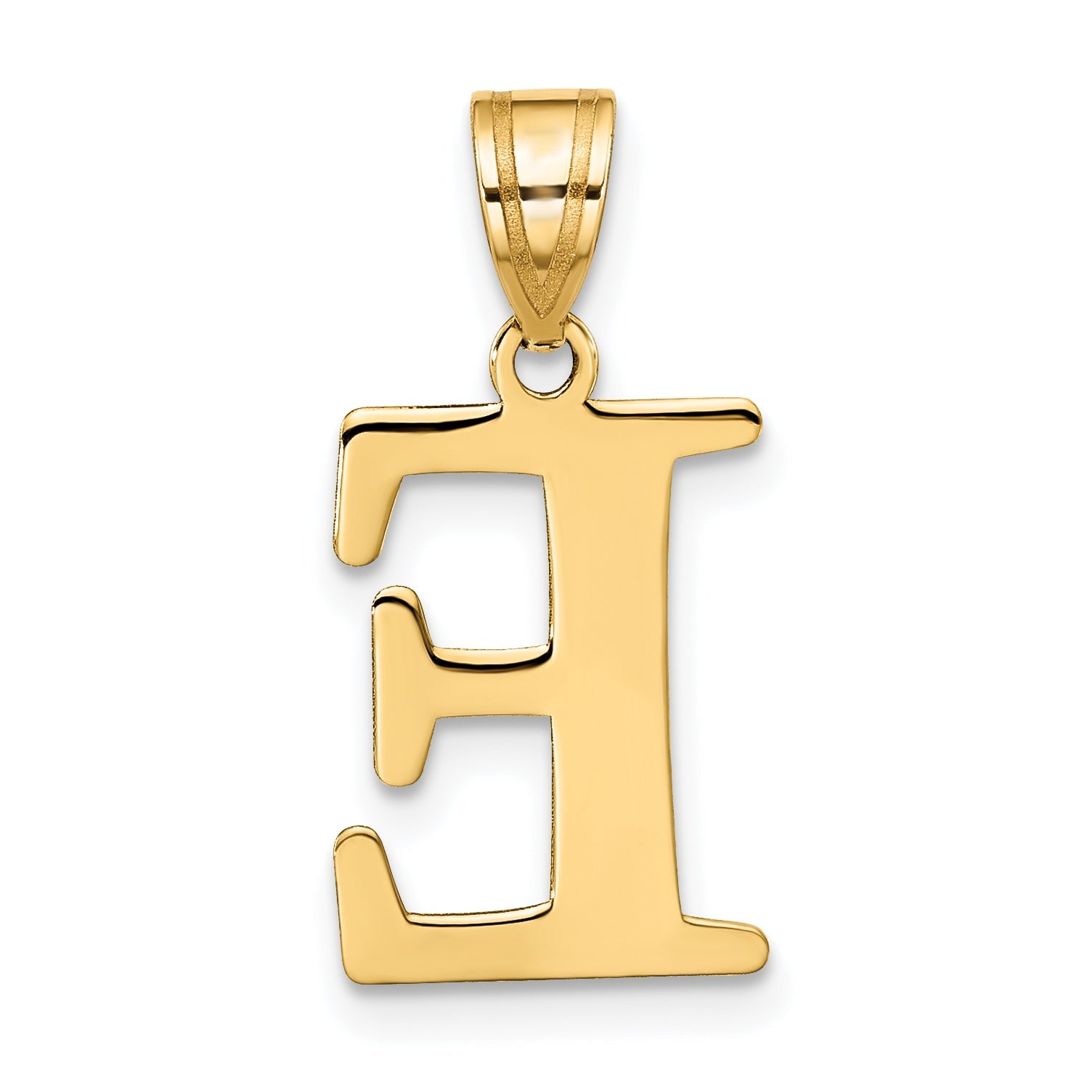 10K Yellow Gold 10K Polished Etched Letter E Initial Pendant