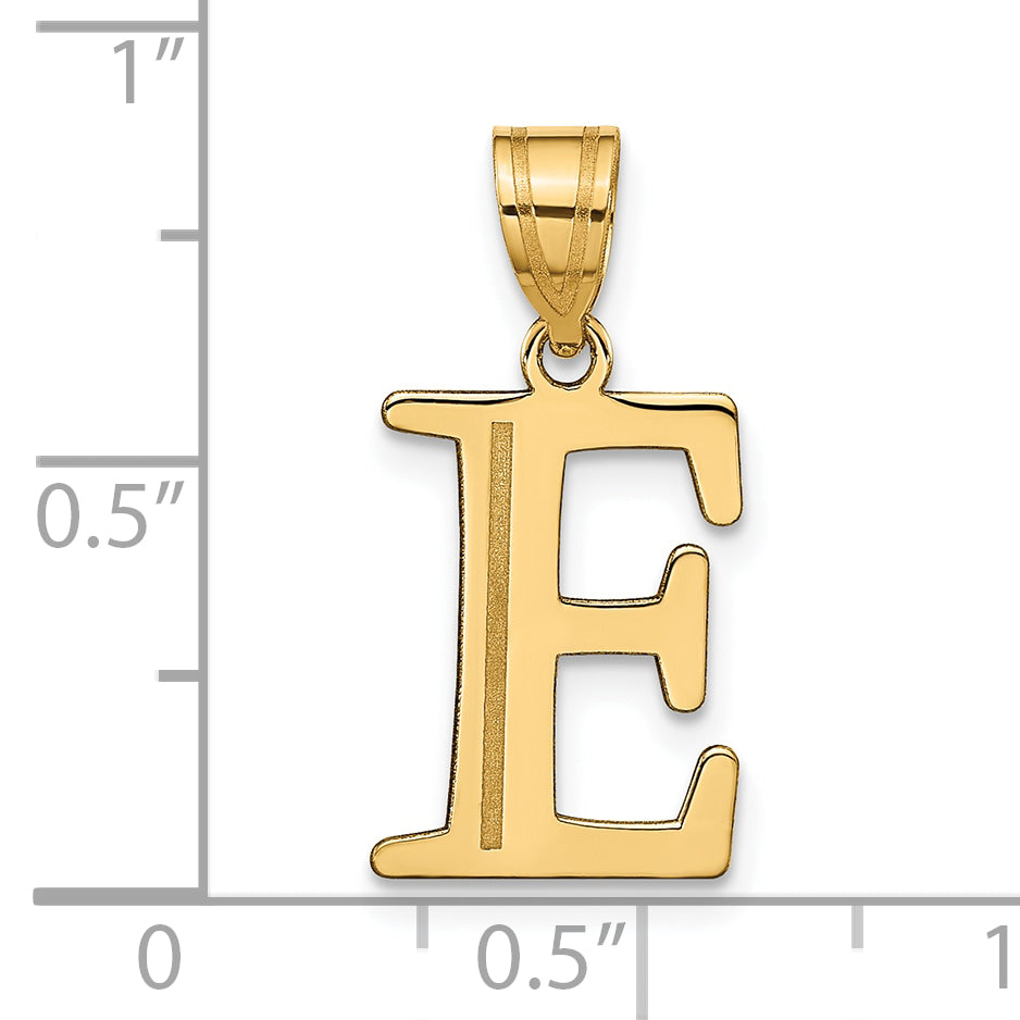 10K Yellow Gold 10K Polished Etched Letter E Initial Pendant
