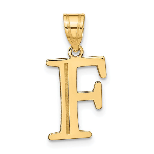 10K Yellow Gold 10K Polished Etched Letter F Initial Pendant