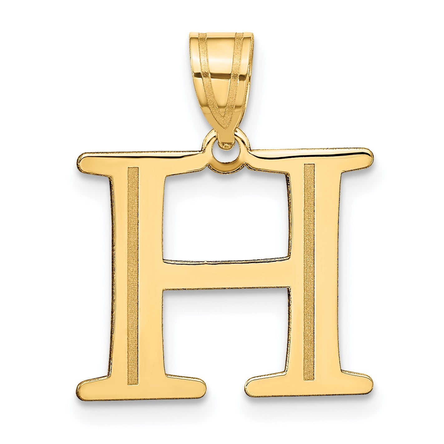 10K Yellow Gold 10K Polished Etched Letter H Initial Pendant