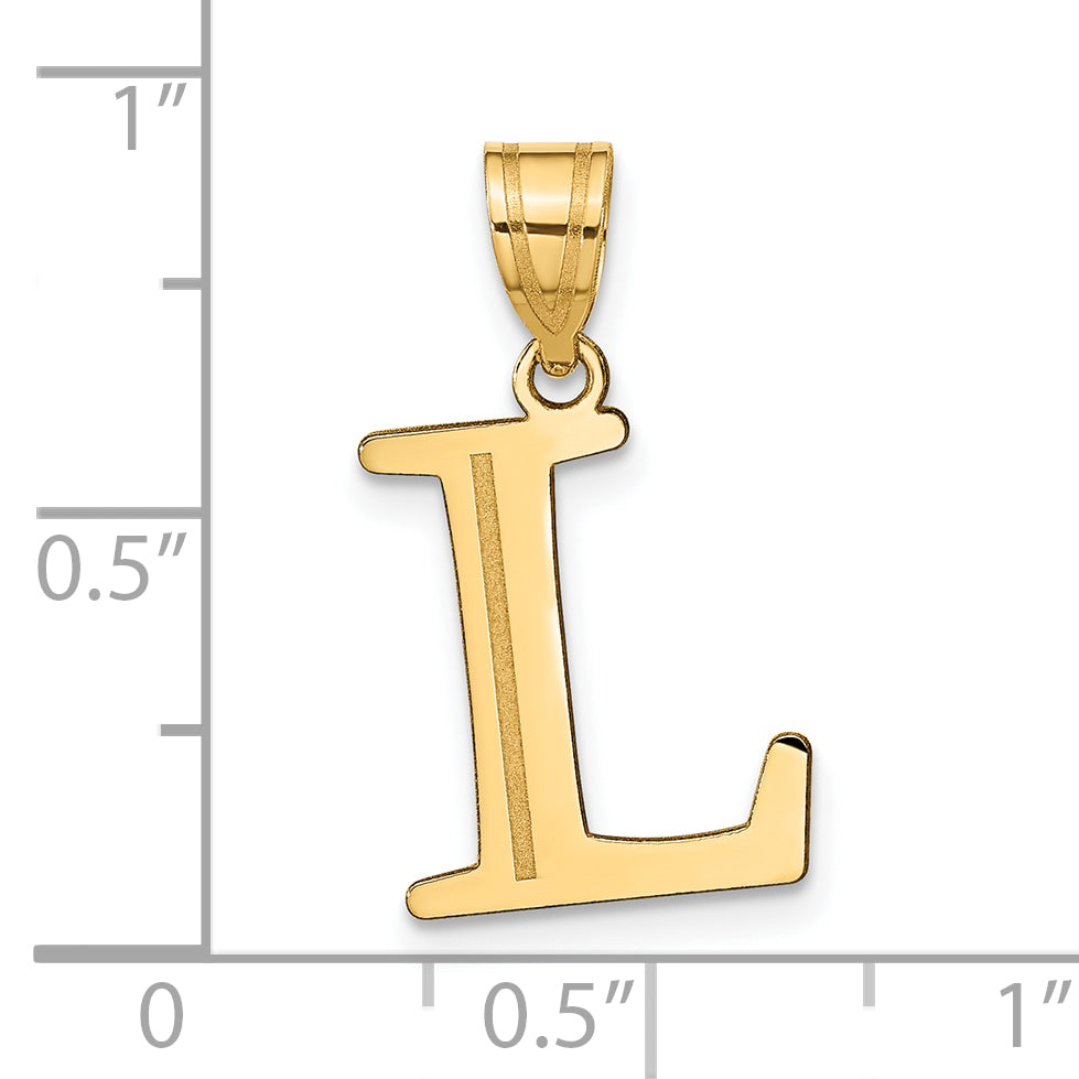 10K Yellow Gold 10K Polished Etched Letter L Initial Pendant